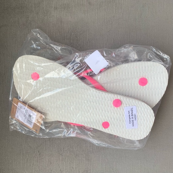 NWT Fits 8.5 - 10 Havaianas Slim Harmony WAVE Flip-Flop White Sole Pink Strap - Picture 13 of 13